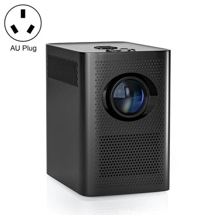Portable Android WiFi Projector for Home Entertainment and Presentations compact black unit with lens and AU plug shown