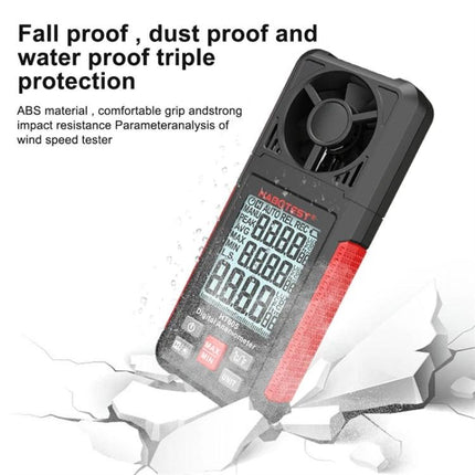 HABOTEST Portable Handheld Wind Speed Meter for Outdoor Use handheld anemometer shows rugged, waterproof design with digital display