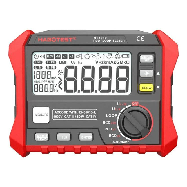 HABOTEST Leakage and Loop Resistance Tester for Safety Checks digital RCD loop tester with LCD display and rotary dial