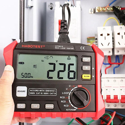 HABOTEST Leakage and Loop Resistance Tester for Safety Checks handheld measuring loop resistance and leakage current at electrical panel