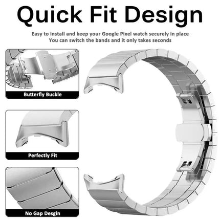 Stainless Steel Butterfly Buckle Watch Band For Pixel 41mm
