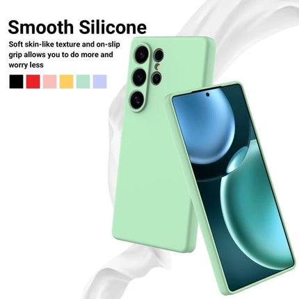Phone Case For Samsung Devices Silicone Protection For Daily Life - slim mint green silicone phone case showing front and back with smooth texture