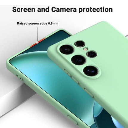 Phone Case For Samsung Devices Silicone Protection For Daily Life - slim mint green silicone case with raised 0.9mm screen and camera edge protection