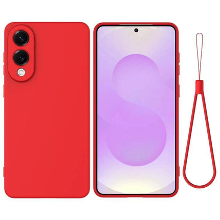 Samsung Silicone Phone Case for Everyday Protection - slim red silicone case for Samsung with wrist strap, lightweight drop and scratch protection