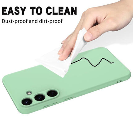 Samsung Silicone Phone Case for Everyday Protection shown in mint green, ultra-thin easy-to-clean silicone guarding against drops and scratches