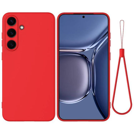 Samsung Silicone Phone Case for Everyday Protection - slim red silicone case for Samsung with camera cutouts and wrist strap