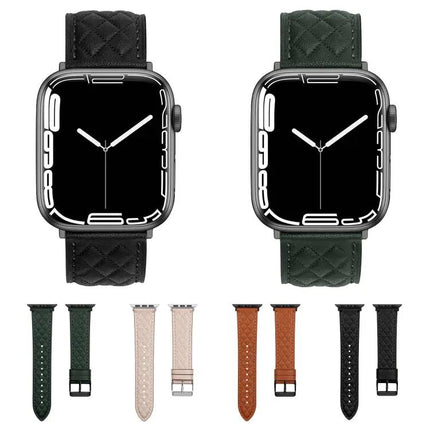 Apple Watch Band Genuine Leather Rhombus Pattern 38-41mm
