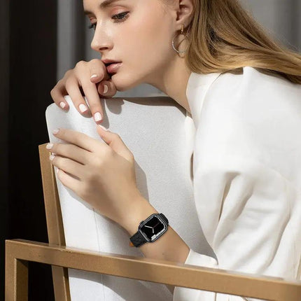 Apple Watch Band Genuine Leather Rhombus Pattern 38-41mm