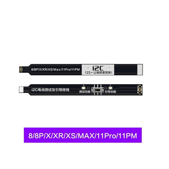 i2C Battery Test Flex Cable for iPhone Battery Guidance - slim diagnostic flex cable with LED indicators for 8/8P/X/XR/XS/Max/11Pro/11PM