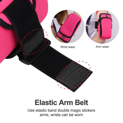 Pink Sports Arm Bag Under 6 Inches with elastic adjustable arm belt, double-zipper pouch and earphone hole for running and cycling