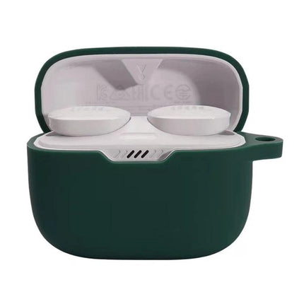 Silicone Protective Case for JBL Earphones, Daily Travel Essential - dark green silicone case protecting JBL earbuds, slim pocket-friendly design
