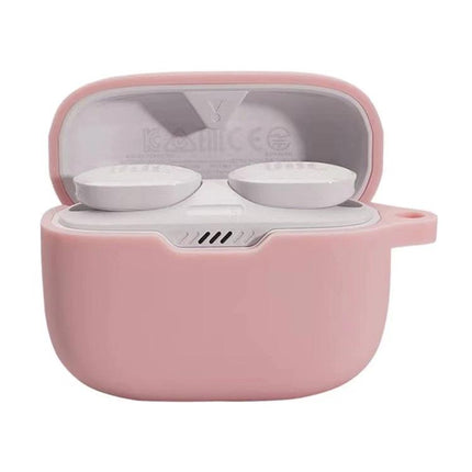 Silicone Protective Case for JBL Earphones, Daily Travel Essential - pink silicone case protecting JBL earbuds, pocket-friendly charging access