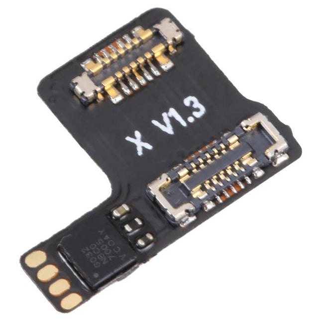 Face ID Repair Flex Cable for iPhone Face ID Fixes close-up of black flex cable with gold connectors and 'X V1.3' marking