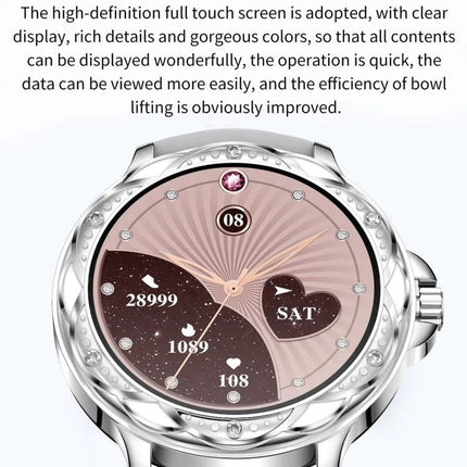 CF12 Steel Strap Wristband for Daily Fitness and Sleep Monitoring - elegant rose gold watch face showing steps, calories, sleep stats