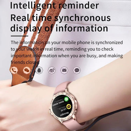 CF12 Steel Strap Wristband for Daily Fitness and Sleep Monitoring - pink watch showing message and notification sync on wrist