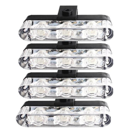 4 In 1 Car Grille LED Lights With Wireless Remote Control - 4 compact 3-LED grille clusters, 6500K cool white, remote-controlled 12V kit