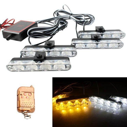 Car Grille LED Warning Lights 4in1 With Wireless Remote compact PS+ABS grille mount multi-mode 12V daytime visibility roadside alert
