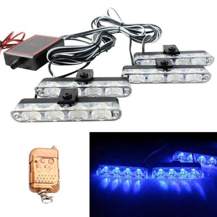 Car Grille LED Warning Lights 4in1 With Wireless Remote mounted grille stick-on kit PS+ABS for daytime visibility roadside assistance