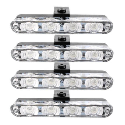 Car Grille LED Warning Lights 4in1 With Wireless Remote - compact PS+ABS stick-on grille warning light for 12V vehicles, multi-mode roadside visibility
