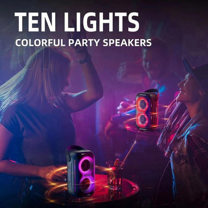 HOPESTAR Portable Wireless Speaker For Picnics And Home shown as colorful party speaker with ten lights at a picnic