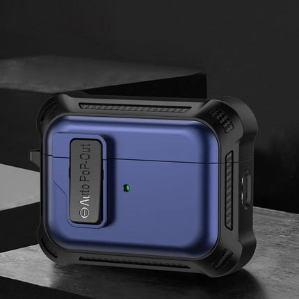 Signal Flag Case for AirPods in Daily Travel and Use - slim blue protective case with carabiner-ready clip for commuting and outdoor activities