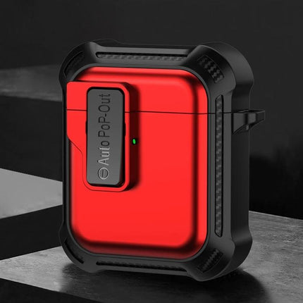 Signal Flag Case for AirPods in Daily Travel and Use - red rugged protective AirPods case with carabiner for commuting and hands-free carry