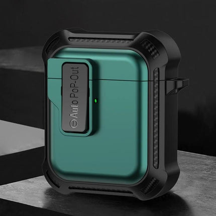 Signal Flag Case for AirPods in Daily Travel and Use - rugged teal protective AirPods case with carabiner clip