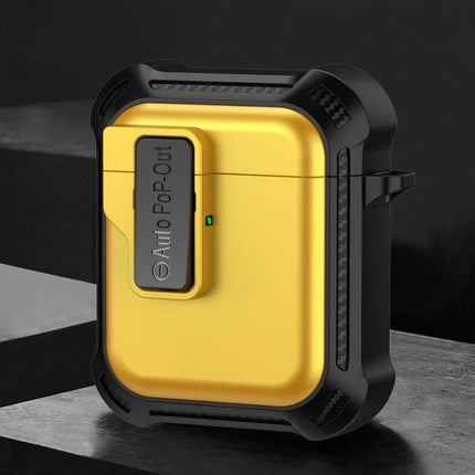 Signal Flag Case for AirPods in Daily Travel and Use rugged yellow case with carabiner for commuting and hiking