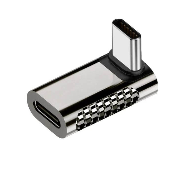 Zinc Alloy USB-C Male to Female Adapter for Charging and Data Transfer - compact angled adapter for fast charging and high-speed data