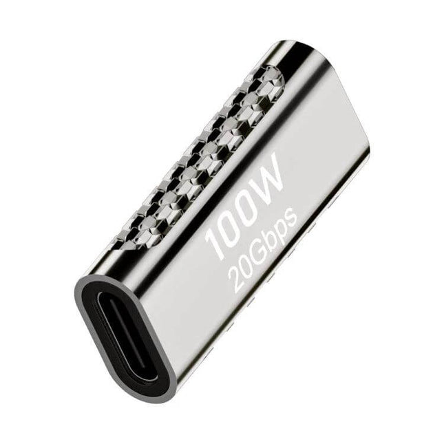 Zinc Alloy Type-C to Type-C Adapter for Charging and Data Transfer, 100W 20Gbps compact metal connector