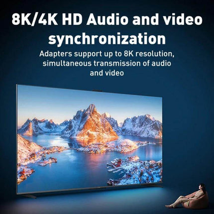 Zinc Alloy Type-C to Type-C Adapter for Charging and Data Transfer connecting laptop to 8K/4K TV for audio and video synchronization