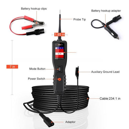 Ancel Tool for Routine Car Electrical Troubleshooting handheld probe with battery clips adapter and long cable for wiring, relays, and short circuit tests