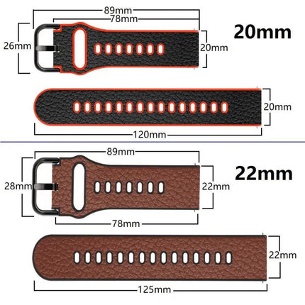 Universal TPU Litchi Texture Leather Watch Band 20 And 22mm