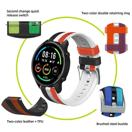 22mm Universal Three-Color Silicone Leather Watch Band