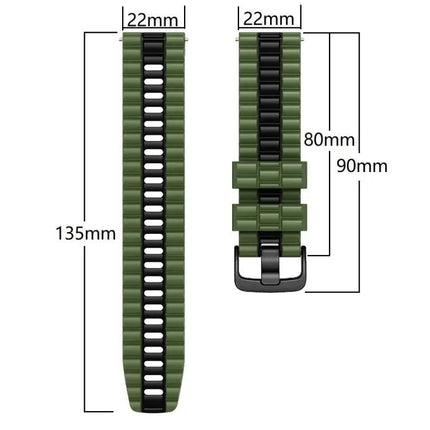 22mm Silicone Two-Tone Ocean Style Universal Watch Band
