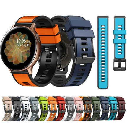 Universal 20mm Two-Tone Silicone Leather Watch Band