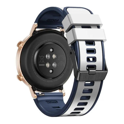 Universal Two Tone Silicone Leather Watch Band 22mm Strap