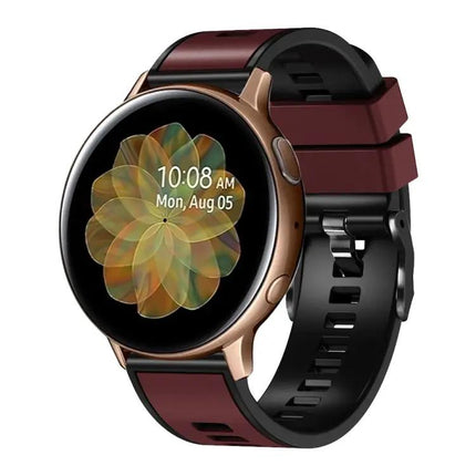 Universal Two Tone Silicone Leather Watch Band 22mm Strap