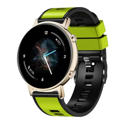 Universal Two Tone Silicone Leather Watch Band 22mm Strap