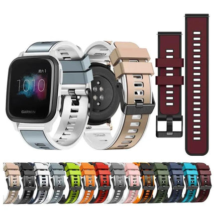 Universal Two Tone Silicone Leather Watch Band 22mm Strap