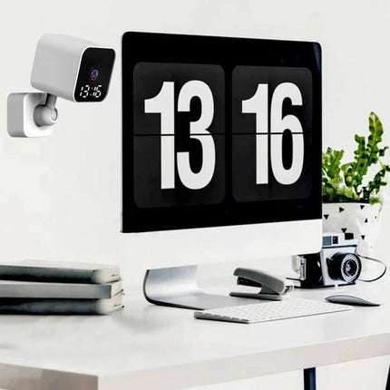 WiFi Clock Camera with Two-Way Audio for Home Monitoring discreet clock camera on desk monitoring pets and elderly via app