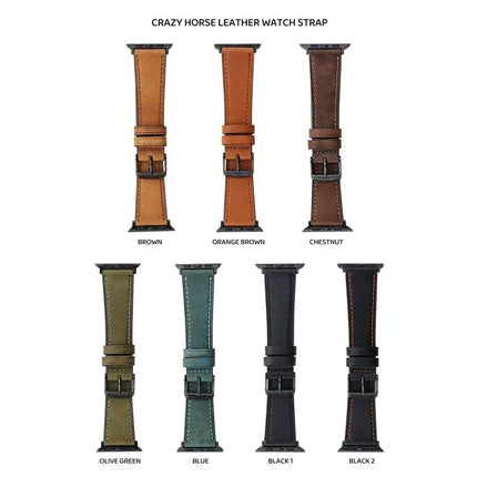 Crazy Horse Leather Apple Watch Band Compatible 41/44/45mm