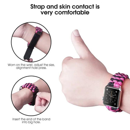 Nylon Paracord Hook-and-Loop Watch Band for Apple Watch
