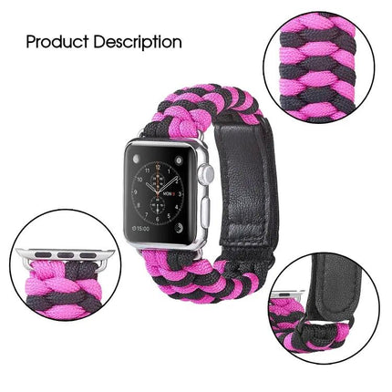 Nylon Paracord Hook-and-Loop Watch Band for Apple Watch | Syndmart