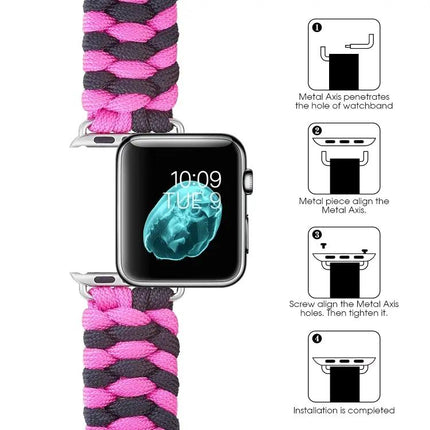 Nylon Paracord Hook-and-Loop Watch Band for Apple Watch | Syndmart