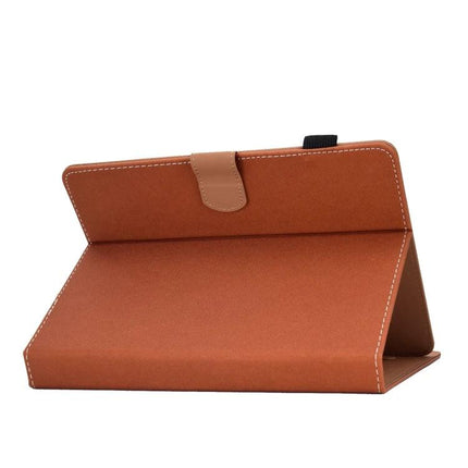 Solid Color Universal Leather Flip Case for 7-10 Inch Tablets brown leather folio with horizontal stand and magnetic strap
