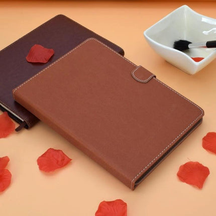 Solid Color Universal Leather Flip Case for 7-10 Inch Tablets brown leather folio with horizontal viewing and secure clasp for travel and students