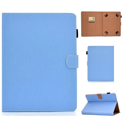 Solid Color Universal Leather Flip Case for 7-10 Inch Tablets in light blue with horizontal stand and card slots