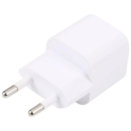 Essential EU Plug USB-C Charger for Everyday Device Needs white compact charger with two-pin EU plug, ideal for travel and office charging