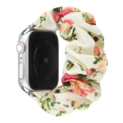 Plaid Flower Cloth Loop Watch Band For Apple Watch